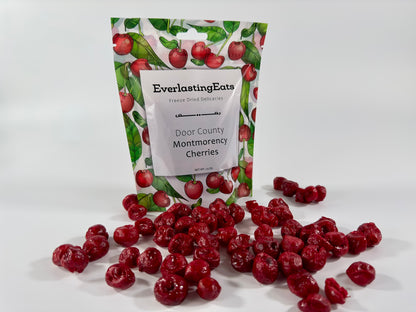 Freeze Dried Montmorency Cherries 1.5 oz Bag Healthy Snack Close Up w Cherries - EverlastingEats